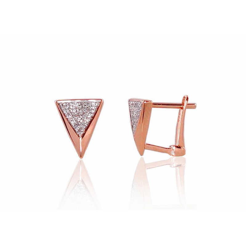 'Inglise' sulguriga kullast kõrvarõngad 1200793(Au-R+PRh-W)_DI, Punane Kuld 585°, roodium (kate) , Briljant