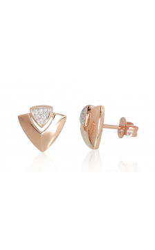 Gold classic studs earrings 1201008(Au-R+PRh-W)_DI, Red Gold 585°, Rhodium (Plating) , Diamonds