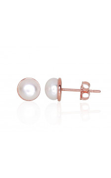 Gold classic studs earrings 1201218(Au-R)_PE, Red Gold 585°, Fresh-water Pearl