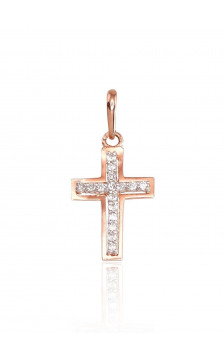 Gold pendant 1300175(Au-R+Au-W)_CZ, White/Red Gold 585°, Zirkons