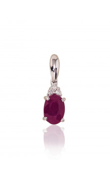 Gold pendant 1300177(Au-W)_DI+RB, White Gold 585°, Diamonds , Ruby