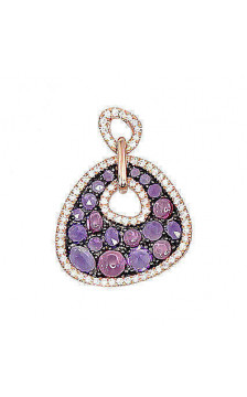 Gold pendant 1300181(Au-R)_DI+AM+RD, Red Gold 585°, Diamonds , Amethyst , Rodolite