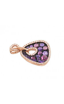 Gold pendant 1300181(Au-R)_DI+AM+RD, Red Gold 585°, Diamonds , Amethyst , Rodolite