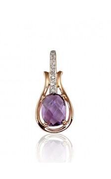 Zelta kulons 1300201(Au-R+PRh-W)_DI+AM, Sarkanais Zelts 585°, rodijs (pārklājums) , Briljanti , Ametists