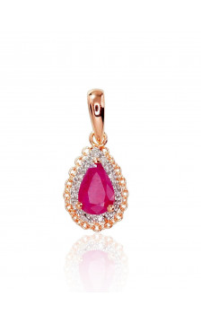 Gold pendant 1300411(Au-R+PRh-W)_DI+RB, Red Gold 585°, Rhodium (Plating) , Diamonds , Ruby