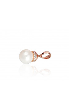 Gold pendant 1300516(Au-R)_CZ+PE, Red Gold 585°, Zirkons , Fresh-water Pearl
