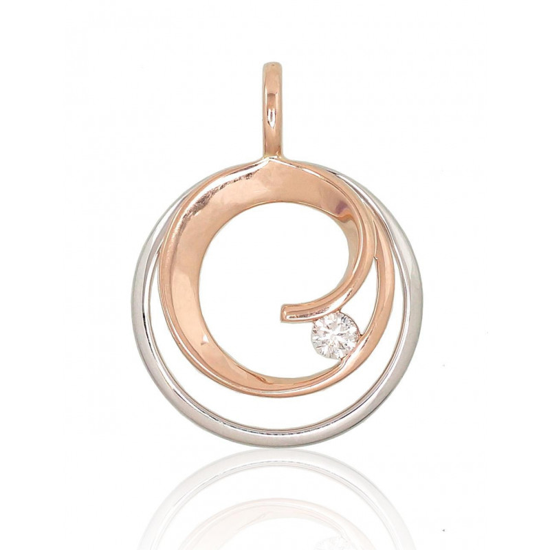 Gold pendant 1300548(Au-R+Au-W)_DI, White/Red Gold 585°, Diamonds