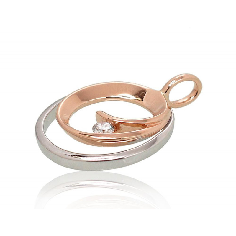 Gold pendant 1300548(Au-R+Au-W)_DI, White/Red Gold 585°, Diamonds