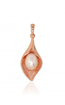 Gold pendant 1300667(Au-R+Au-MattR)_PE, Red Gold 585°, Fresh-water Pearl