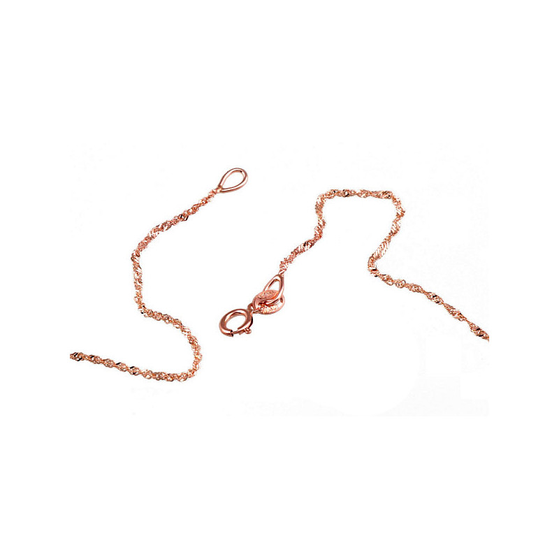 Zelta ķēdīte Singapūra 1 mm , dimantu apstrādājums 1400030(Au-R), Sarkanais Zelts 585°