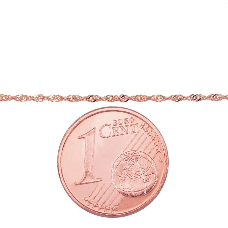 Zelta ķēdīte Singapūra 1 mm , dimantu apstrādājums 1400030(Au-R), Sarkanais Zelts 585°