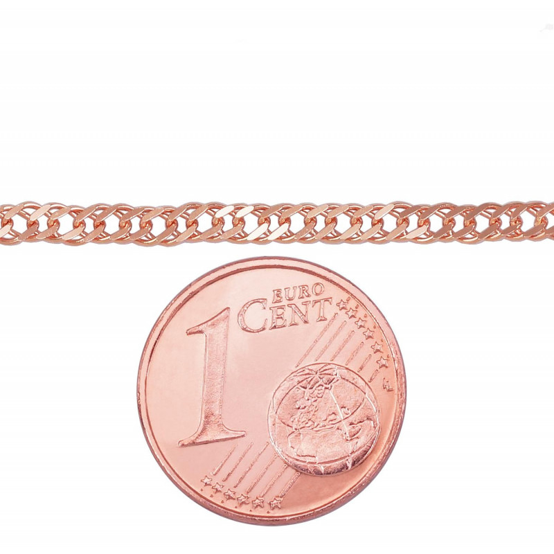 Zelta ķēdīte Dubultais rombs 2.5 mm , dimantu apstrādājums 1400042(Au-R), Sarkanais Zelts 585°