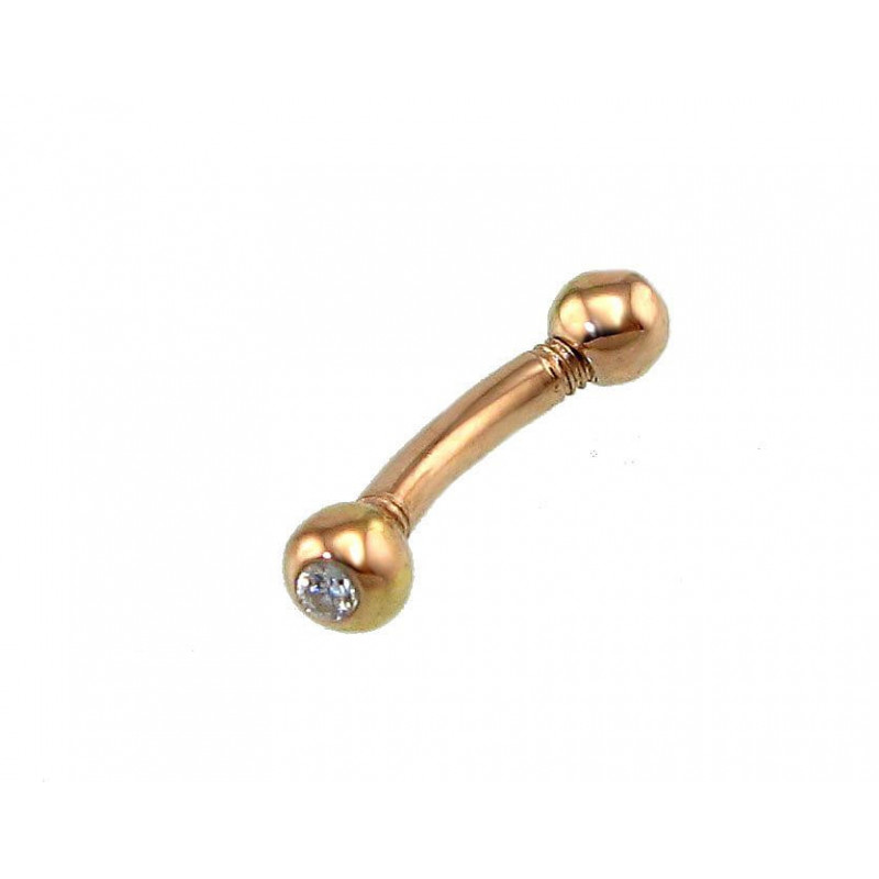 Gold piercing for brow 1930037(Au-R)_CZ, Red Gold 585°, Zirkons