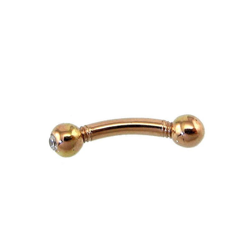 Gold piercing for brow 1930037(Au-R)_CZ, Red Gold 585°, Zirkons