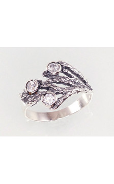 Sidabrinis žiedas 2100928(POx-Bk)_CZ, Sidabras 925°, oksidas (padengti), Cirkonai