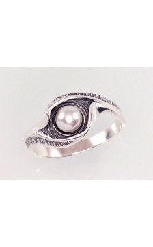 Sudraba gredzens 2100931(POx-Bk)_PE, Sudrabs 925°, oksids (pārklājums), Pērles