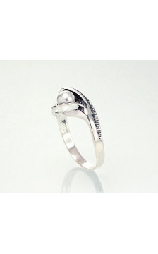 Hõbesõrmus 2100931(POx-Bk)_PE, Hõbe 925°, oksüüd (kate), Pärlitest