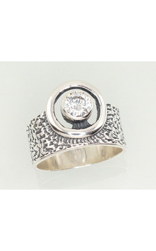 Sidabrinis žiedas 2101208(POx-Bk)_CZ, Sidabras 925°, oksidas (padengti), Cirkonai