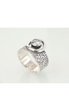 Sidabrinis žiedas 2101208(POx-Bk)_CZ, Sidabras 925°, oksidas (padengti), Cirkonai