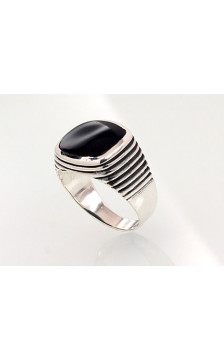 Silver ring 2101358(POx-Bk)_ON, Silver 925°, oxide (Plating), Onix