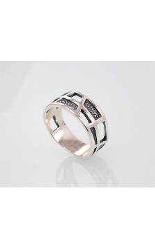 Sidabrinis žiedas 2101390(POx-Bk), Sidabras 925°, oksidas (padengti)