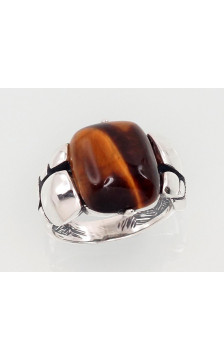 Silver ring 2101433(POx-Bk)_TE, Silver 925°, oxide (Plating), Tiger eye