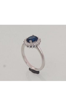 Silver ring 2101471(PRh-Gr)_CZ+CZ-B, Silver 925°, Rhodium (Plating), Zirkons