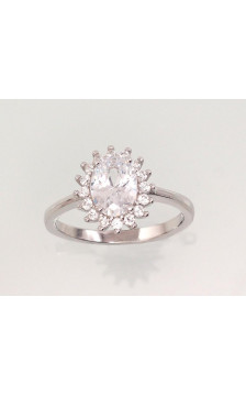 Silver ring 2101471(PRh-Gr)_CZ, Silver 925°, Rhodium (Plating), Zirkons