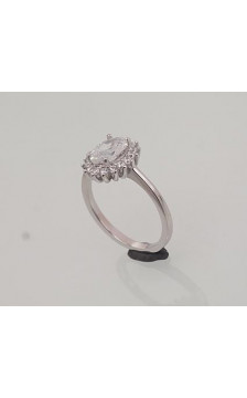 Silver ring 2101471(PRh-Gr)_CZ, Silver 925°, Rhodium (Plating), Zirkons