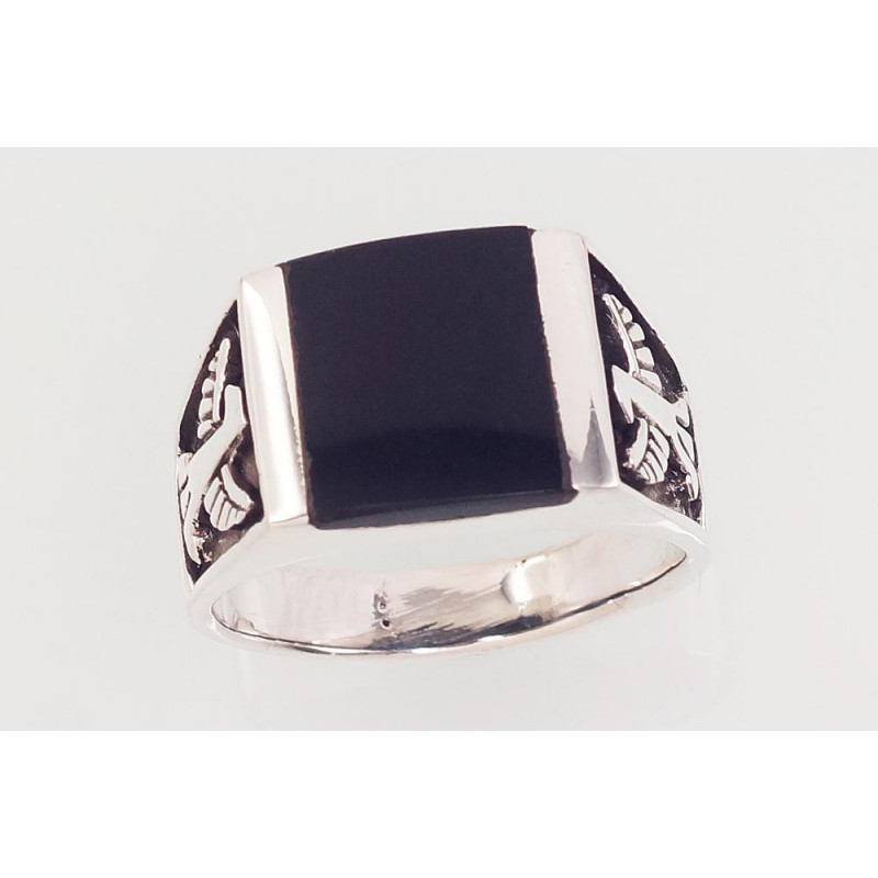 Sudraba gredzens 2101587(POx-Bk)_ON, Sudrabs 925°, oksids (pārklājums), Onikss