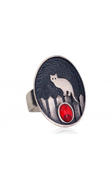 Hõbesõrmus 2101690(Matt+POx-MattBk)_COX, Hõbe 925°, oksüüd (kate), Korallid (Imiteering)