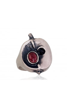 Hõbesõrmus 2101701(Matt+POx-MattBk)_GR-2, Hõbe 925°, oksüüd (kate), Granaat