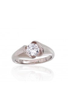 Silver ring 2101710(PRh-Gr)_CZ, Silver 925°, Rhodium (Plating), Zirkons