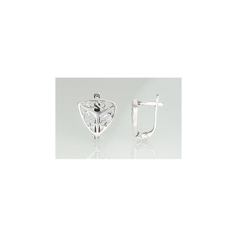 Silver earrings with 'english' lock 2201081(POx-Bk), Silver 925°, oxide (Plating)