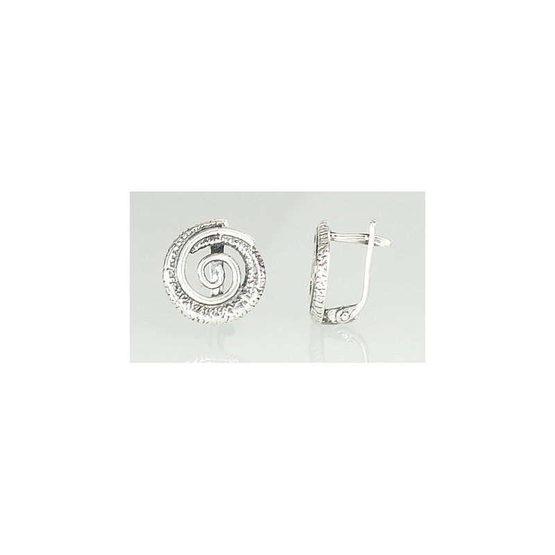 Silver earrings with 'english' lock 2201096(POx-Bk), Silver 925°, oxide (Plating)