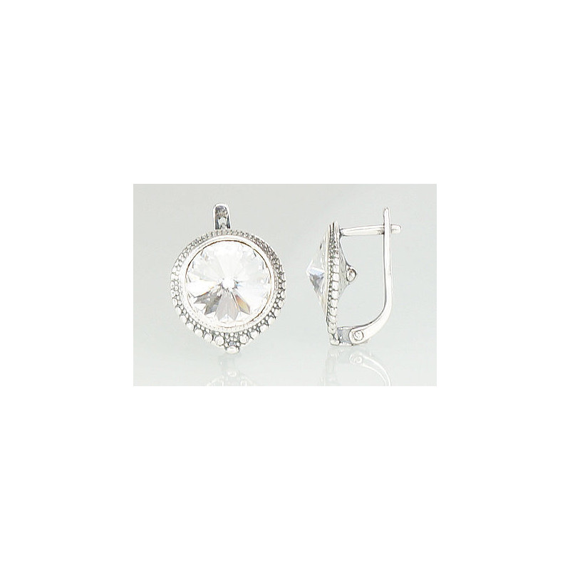 Sudraba auskari ar 'angļu' slēdzēju 2201099(POx-Bk)_SV, Sudrabs 925°, oksids (pārklājums), Kristāli