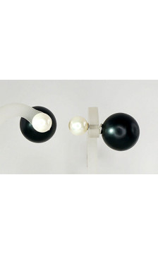 Silver stud earrings 2201136_PC-BK+PEX, Silver 925°, Plastic , Fresh-water Pearl (Imitation)
