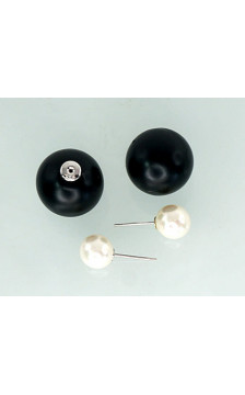Silver stud earrings 2201136_PC-BK+PEX, Silver 925°, Plastic , Fresh-water Pearl (Imitation)