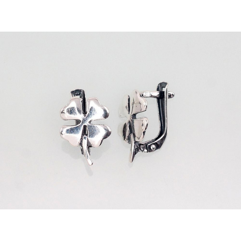 Silver earrings with 'english' lock 2201607(POx-Bk), Silver 925°, oxide (Plating)