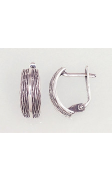 Silver earrings with 'english' lock 2201631(POx-Bk), Silver 925°, oxide (Plating)