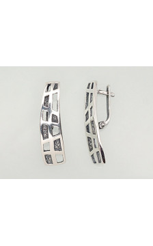 Silver earrings with 'english' lock 2202094(POx-Bk), Silver 925°, oxide (Plating)