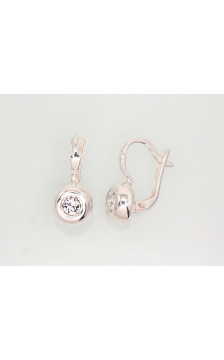 Silver earrings with 'english' lock 2202753_CZ, Silver 925°, Zirkons