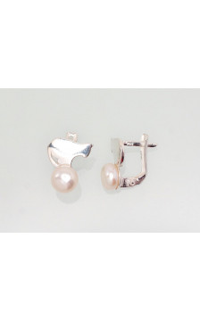 Silver earrings with 'english' lock 2202822_PE, Silver 925°, Fresh-water Pearl