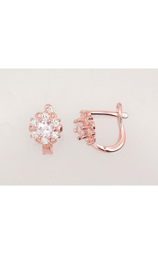 Sidabriniai auskarai ant cilindrinės spynos 2202945(PAu-R)_CZ, Sidabras 925°, raudonas auksas (padengti), Cirkonai