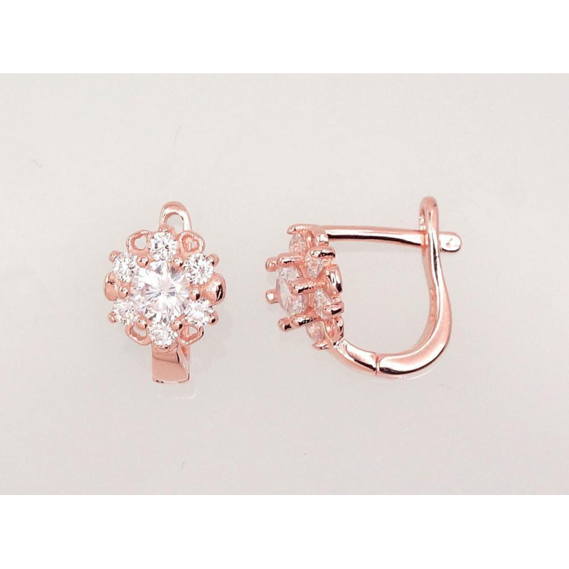 Sudraba auskari ar 'angļu' slēdzēju 2202945(PAu-R)_CZ, Sudrabs 925°, sarkanais zelts (pārklājums), Cirkoni