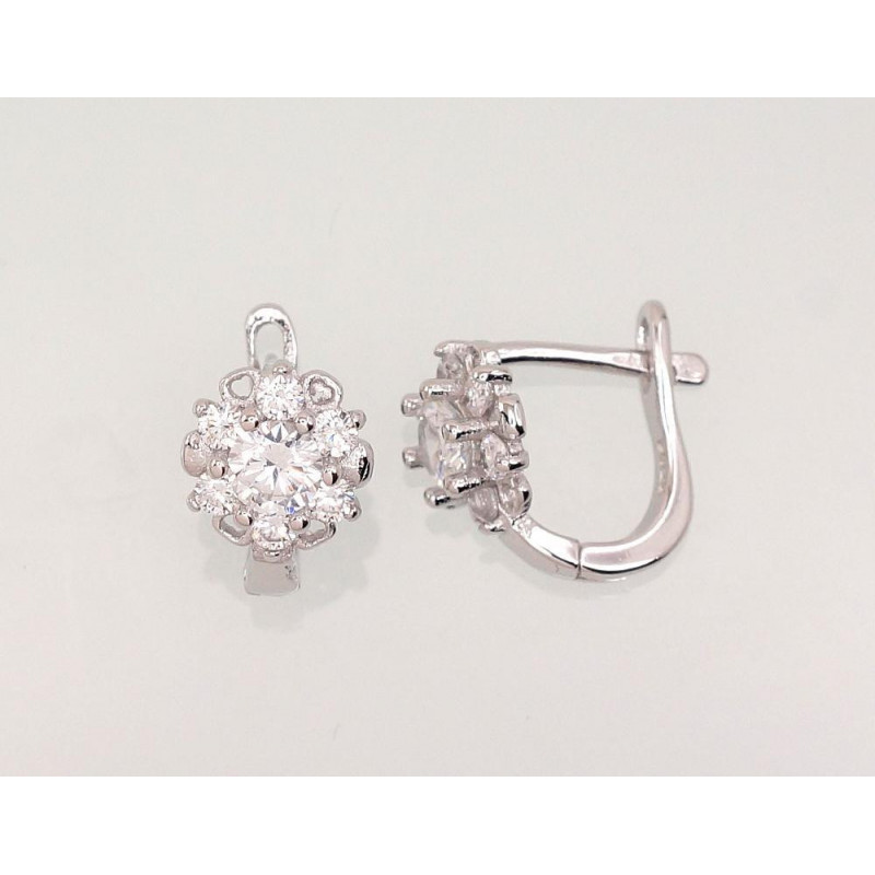 Sidabriniai auskarai ant cilindrinės spynos 2202945(PRh-Gr)_CZ, Sidabras 925°, rodis (padengti), Cirkonai