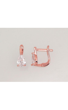 'Inglise' sulguriga hõbekõrverõngad 2202948(PAu-R)_CZ, Hõbe 925°, punane kuld (kate), Tsirkonid