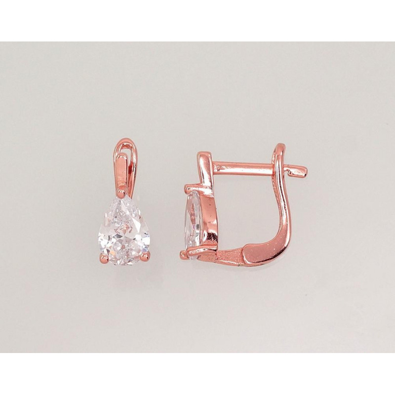 'Inglise' sulguriga hõbekõrverõngad 2202948(PAu-R)_CZ, Hõbe 925°, punane kuld (kate), Tsirkonid