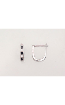 Sudraba auskari ar 'angļu' slēdzēju 2202950(PRh-Gr)_CZ+CZ-BK, Sudrabs 925°, rodijs (pārklājums), Cirkoni