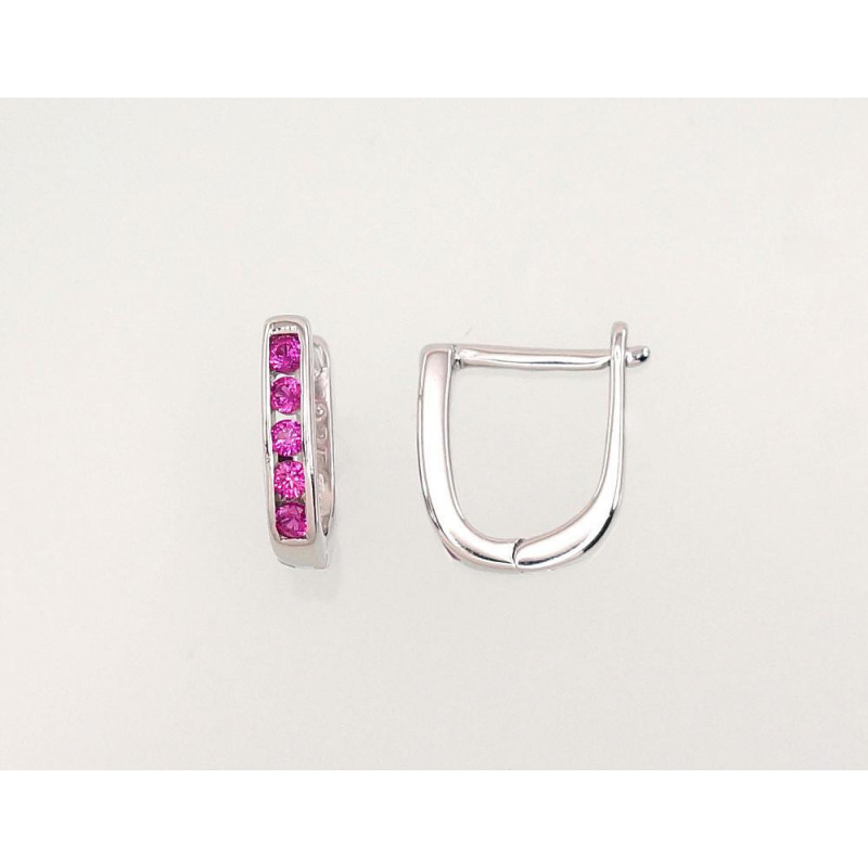 Silver earrings with 'english' lock 2202950(PRh-Gr)_CZ-RO, Silver 925°, Rhodium (Plating), Zirkons